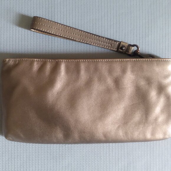 Coach Gold Metallic Leather Clutch Wristlet - Picture 3 of 11